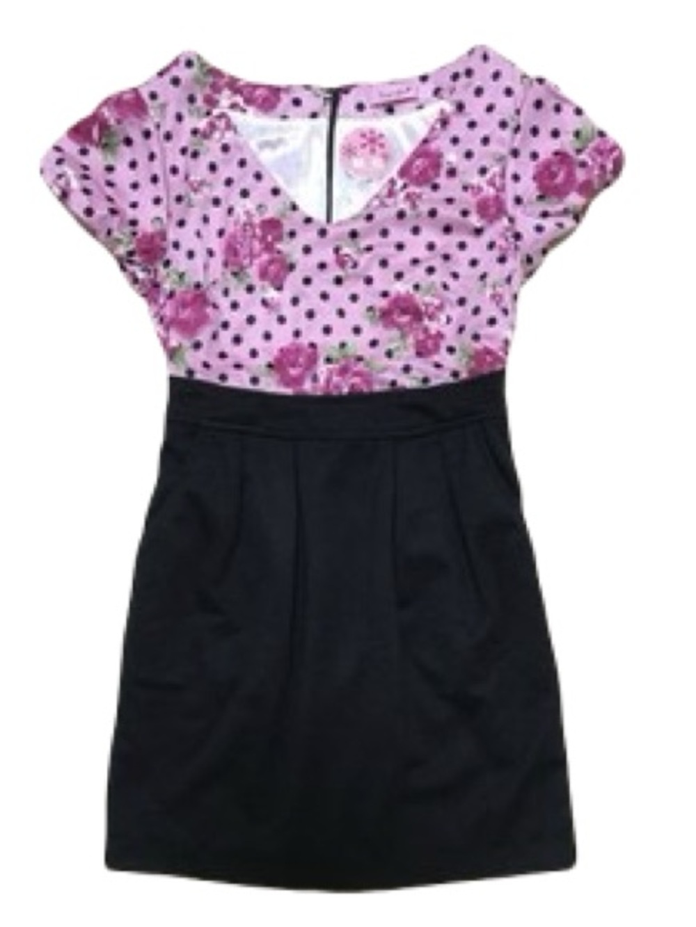 Mars gyaruSource Unknown Pink Floral & Black Midi Dress